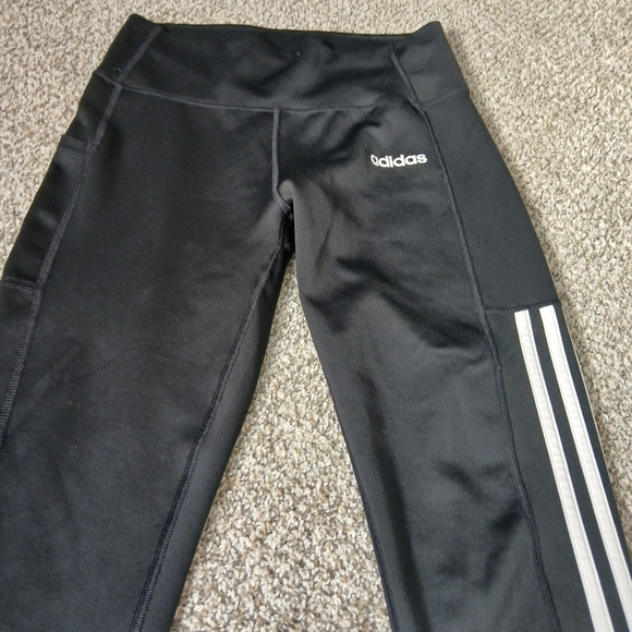 Adidas‎ Women's Black Leggings with White Stripes - Picture 5 of 16